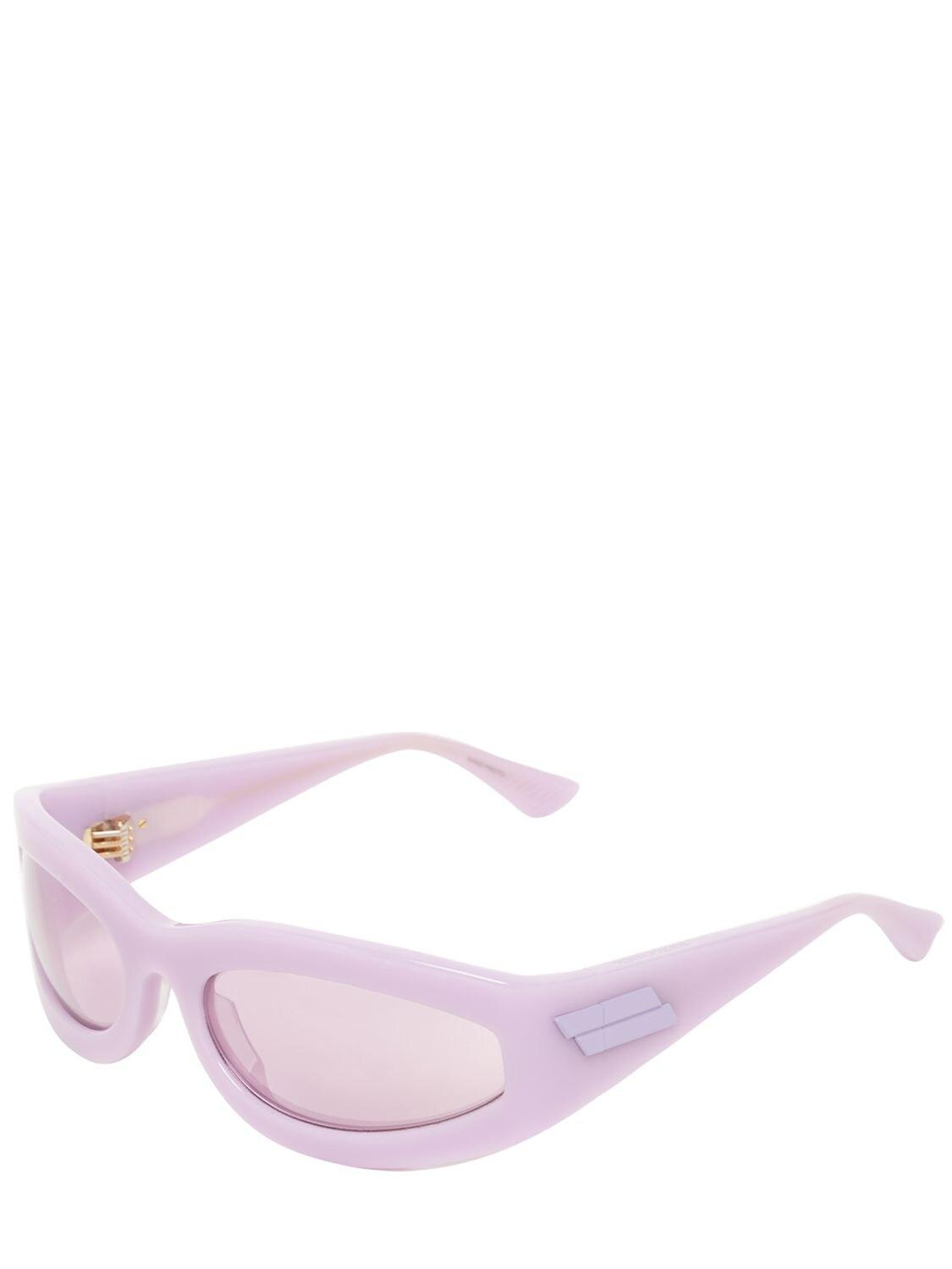Bottega Veneta wrap around purple sunglasses