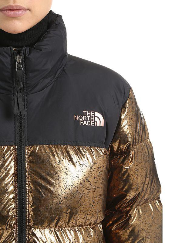 The North Face Synthetic Nuptse Duster Long Down Jacket in Metallic Copper ( Metallic) - Lyst