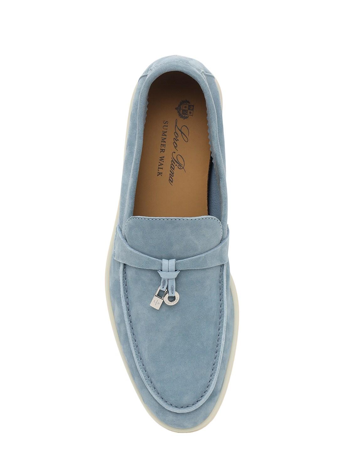 Loro Piana 10mm Suede Loafers W/ Charms in Blue | Lyst