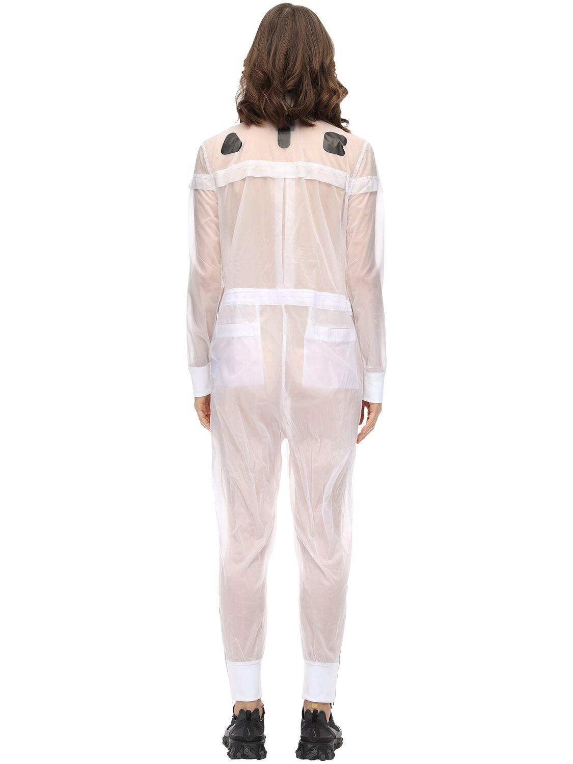 Download Nike Synthetic Long Sleeve Nylon Jumpsuit in White - Lyst