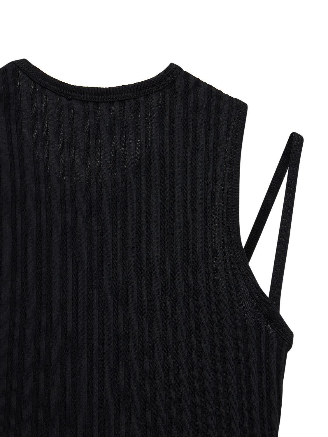 Helmut Lang Cotton Knit Rib Tank Top W/straps in Black | Lyst