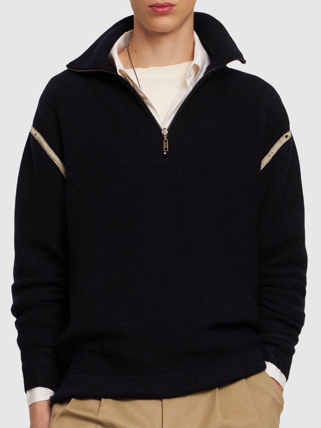Maison Margiela Reversible Half zip Wool Knit Sweater in Blue for Men Lyst UK