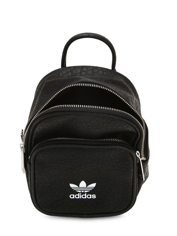 adidas Originals Leather Look Mini Backpack In Black - Lyst