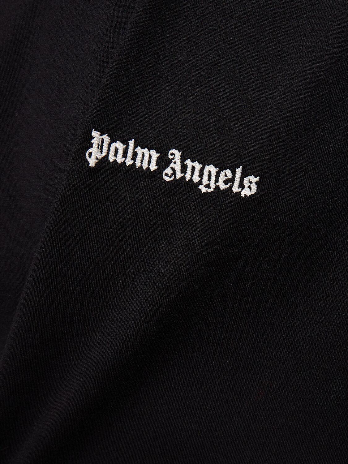 Logo Oversized Cotton Jersey T Shirt in Black - Palm Angels