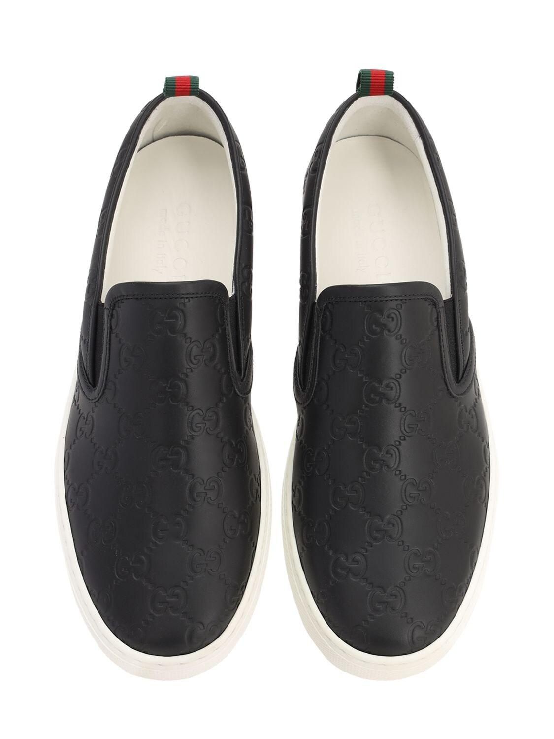 smog At redigere Mystisk Gucci 50mm Signature Leather Slip-on Sneakers in Black for Men - Lyst