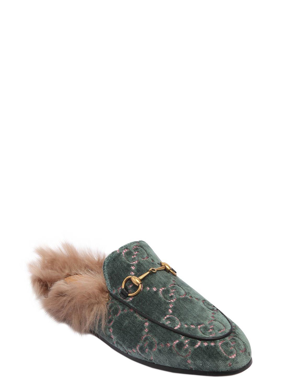 gucci princetown with fur