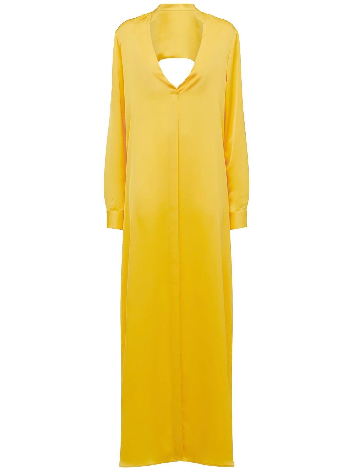 Costarellos Tania Satin Shirt Dress W/ Back Cutout in Yellow | Lyst Canada