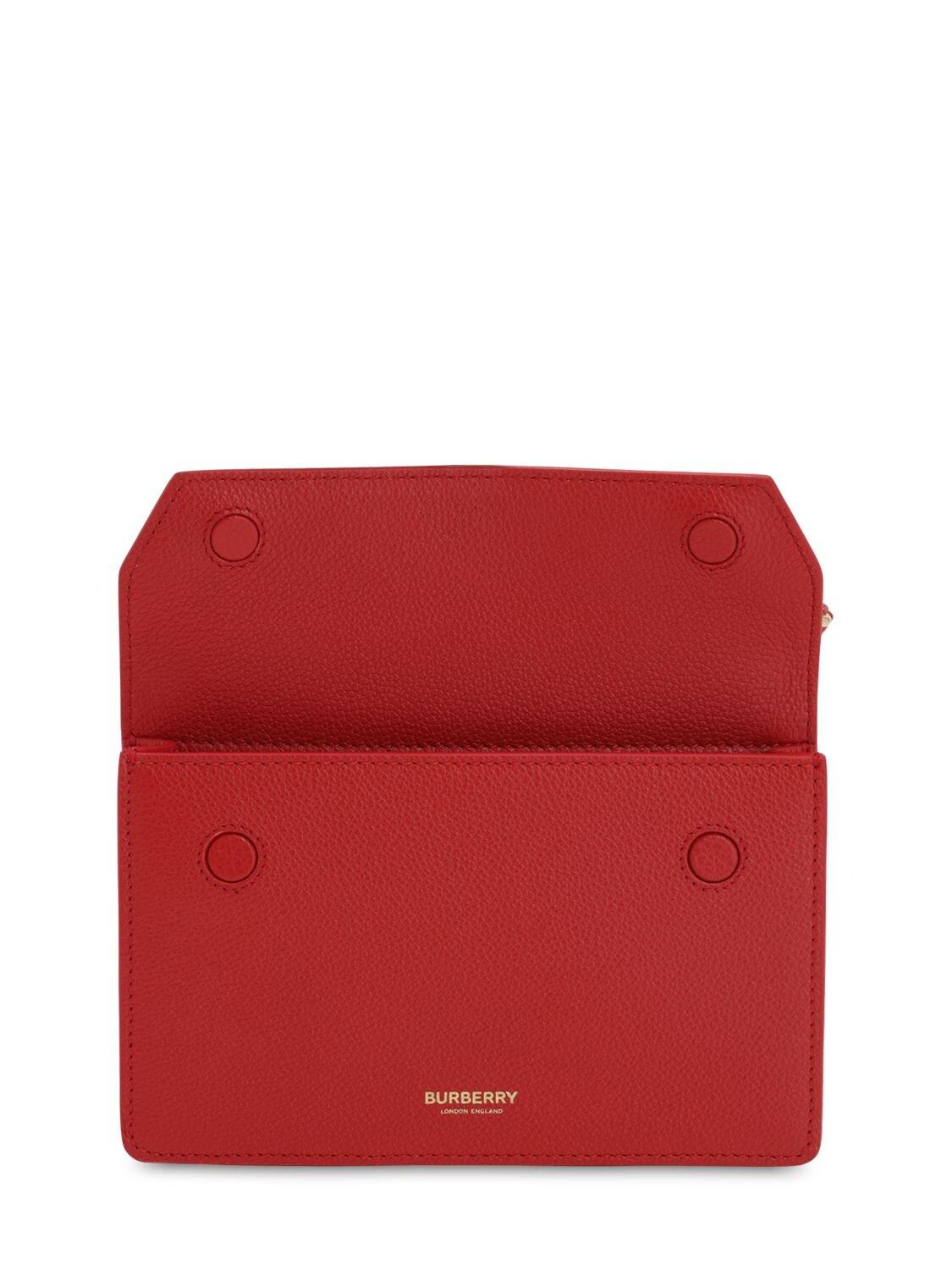 Burberry Baby Title Pocket Leather Shoulder Bag in Bright Red (Red 