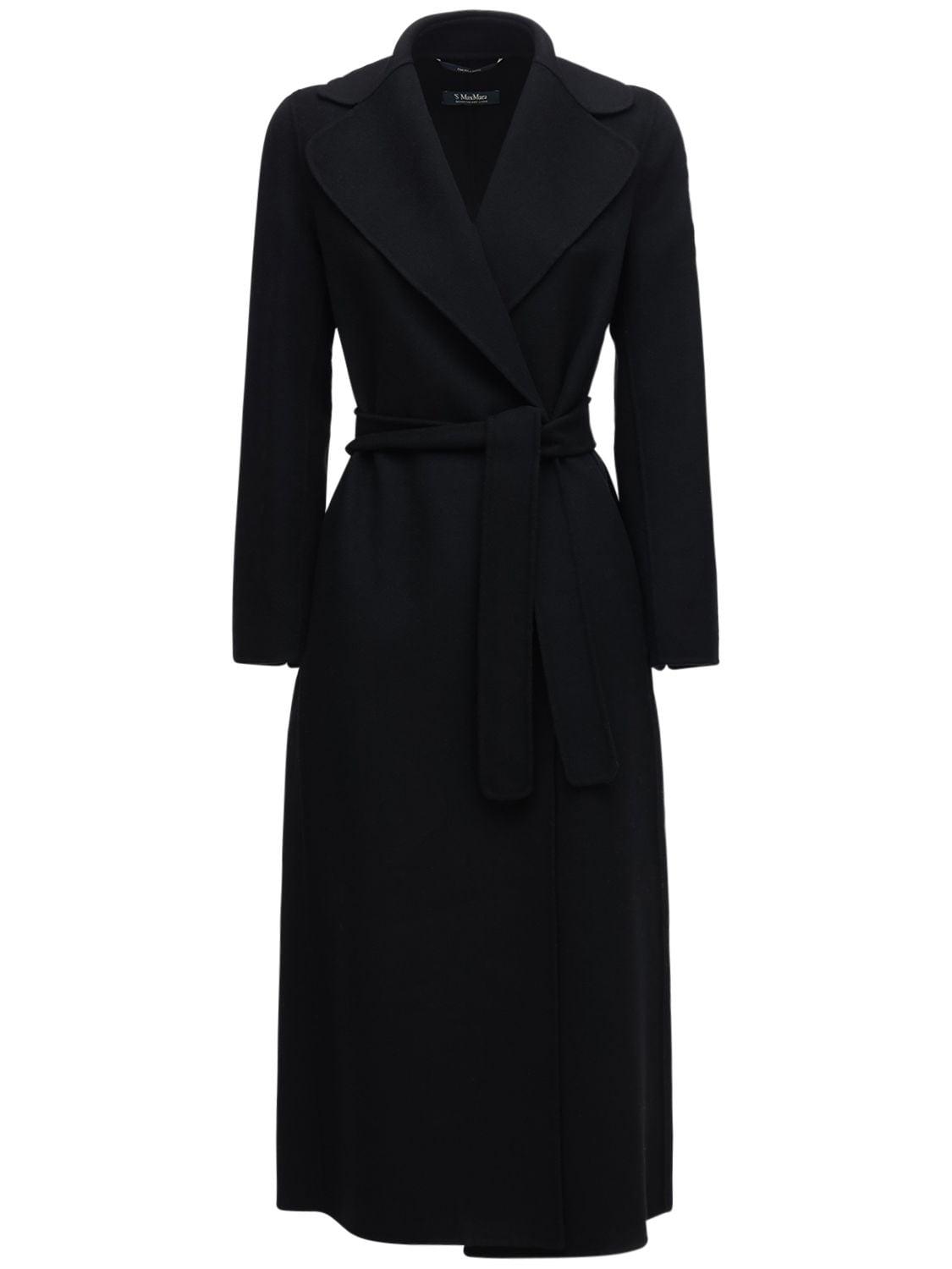 Max Mara Poldo Belted Wool Coat in Black | Lyst