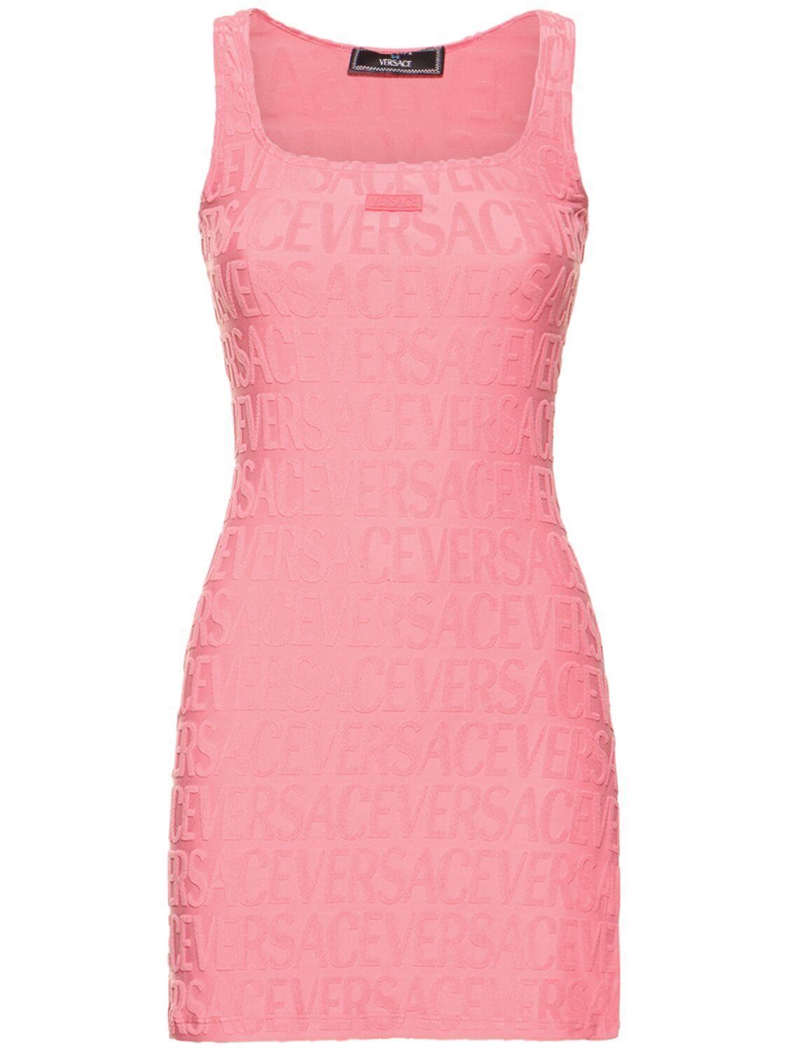 Versace Dua Lipa Terry Jacquard Mini Dress in Pink