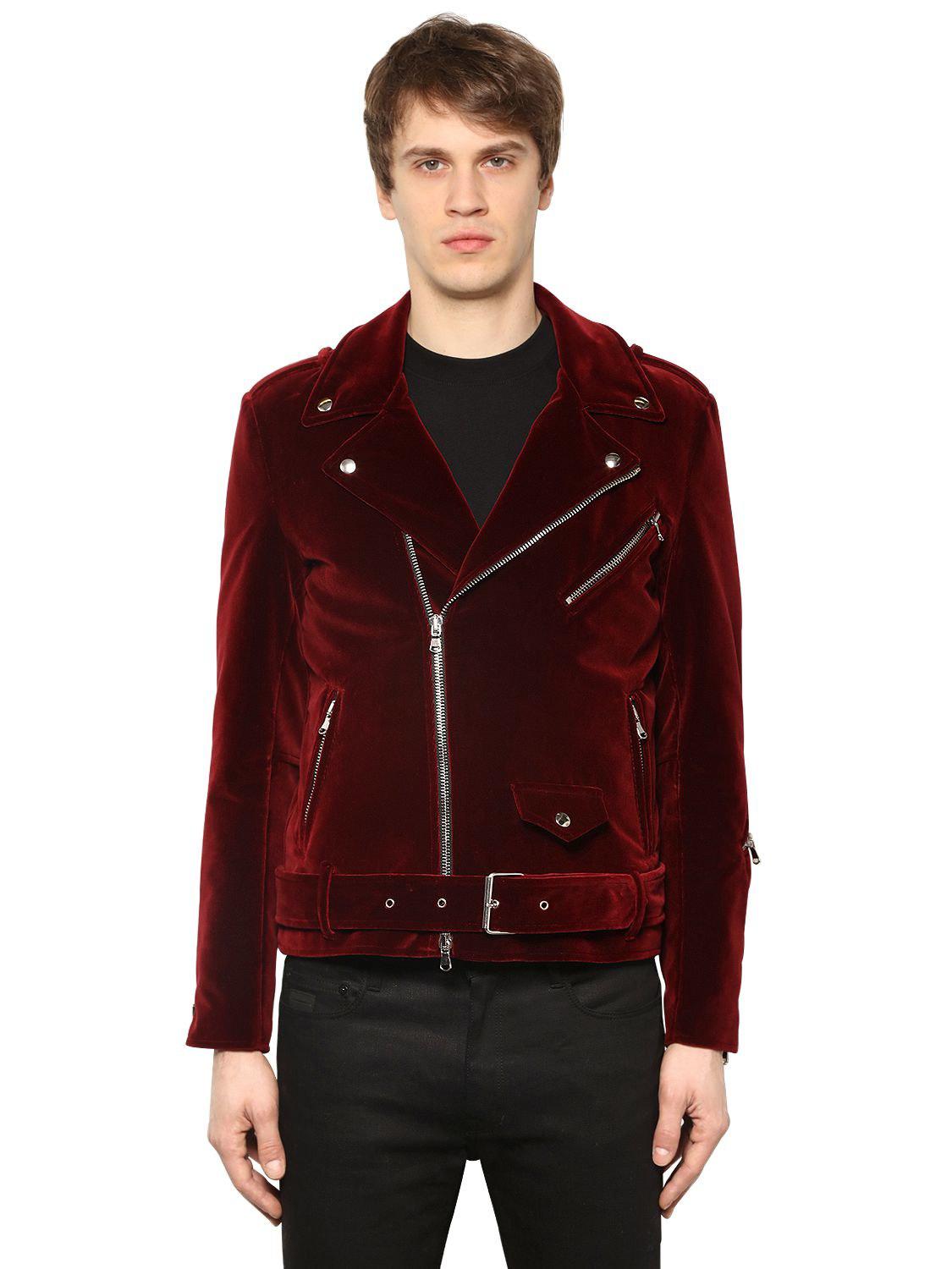 Route Des Garden Slim Fit Velvet Biker Jacket for Men | Lyst