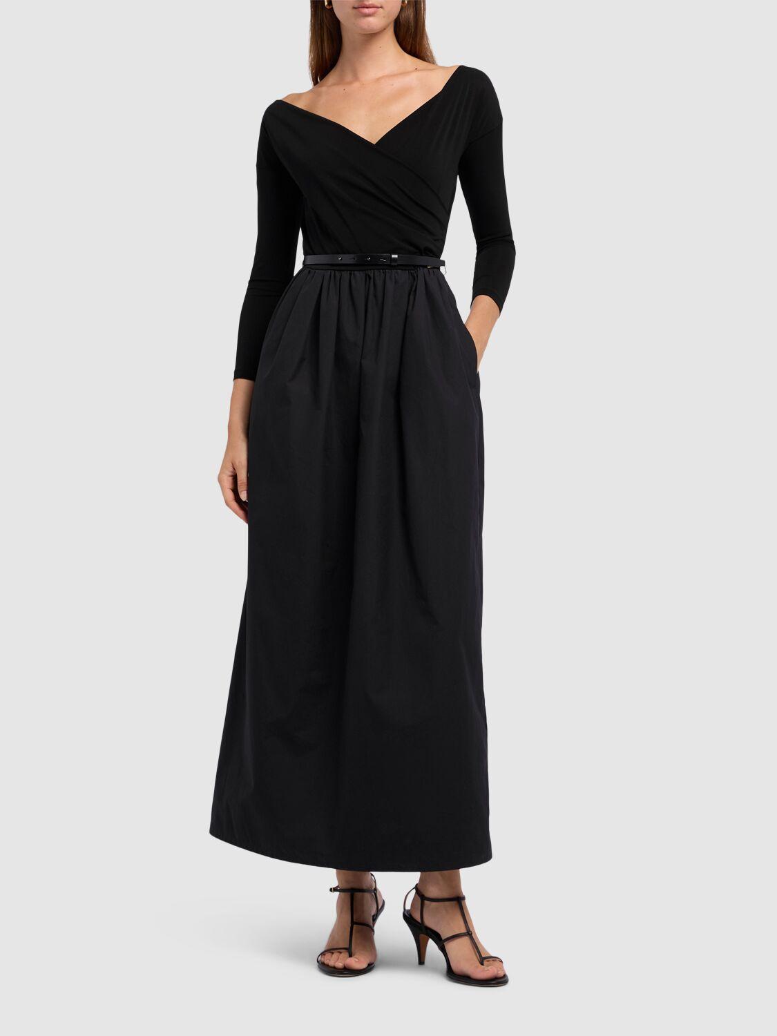 Max Mara Kaiser Stretch Jersey Long Dress in Black | Lyst UK