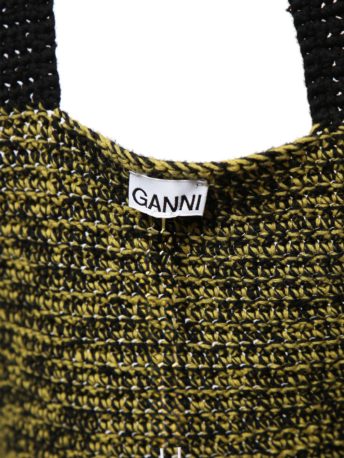 ★Ganni★ Cotton Crochet Frill Tote Bag Yellow A4515373 MUSINSA | GANNI Cotton Crochet Frill Tote Bag - Yellow