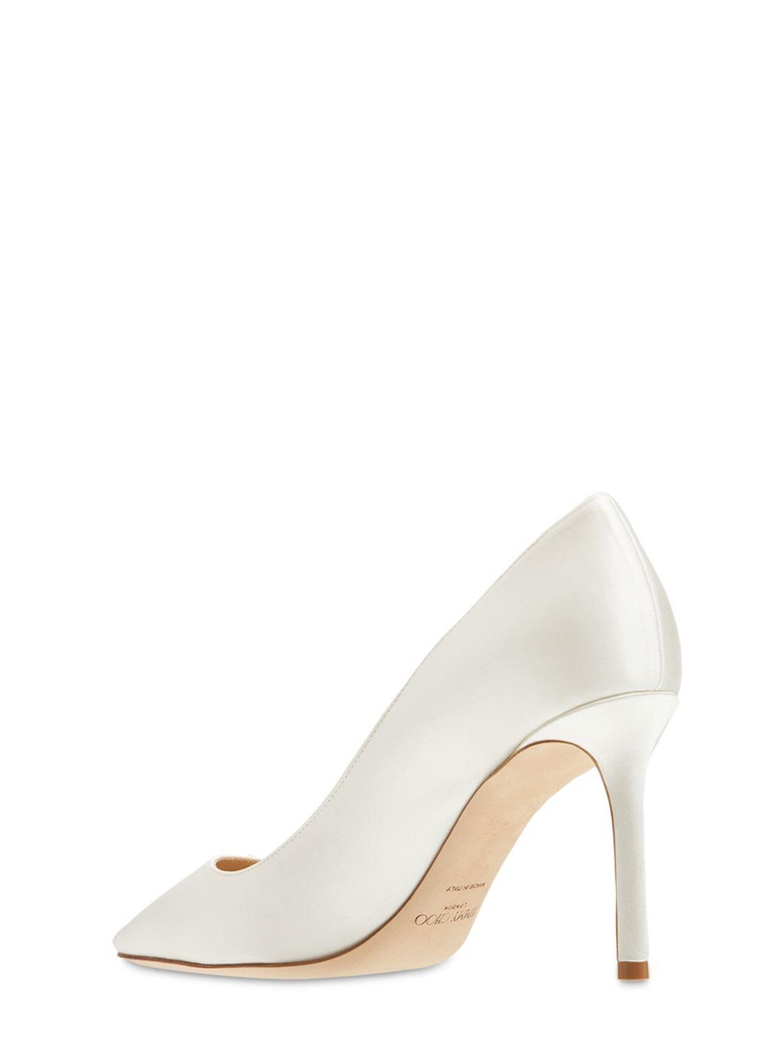 Jimmy Choo 85mm Romy Satin Pumps in White | Lyst