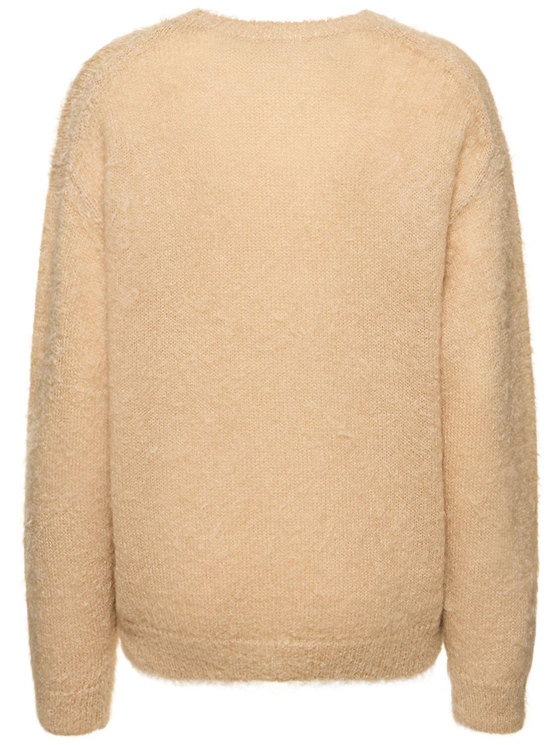 AURALEE Brushed Super Kid Mohair Knit Sweater in Natural | Lyst