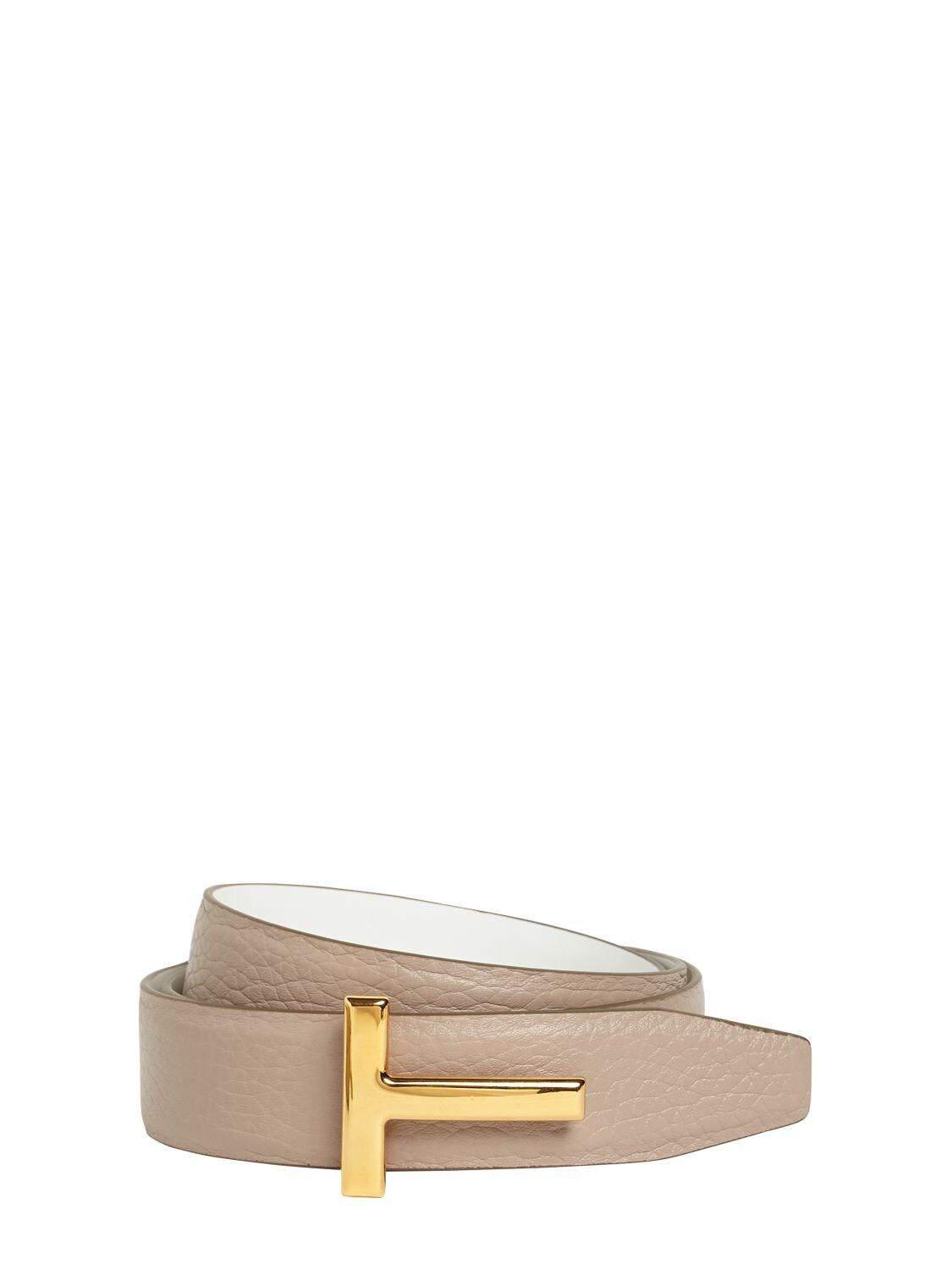 Tom Ford 3cm Tf Reversible Leather Belt in Taupe/White (Natural) - Lyst