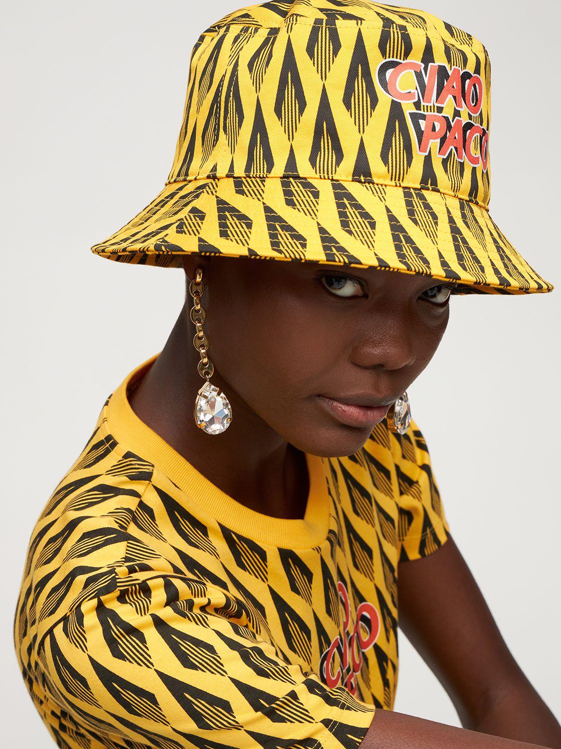 Paco Rabanne Batik Ciao Paco Print Cotton Bucket Hat in Yellow | Lyst