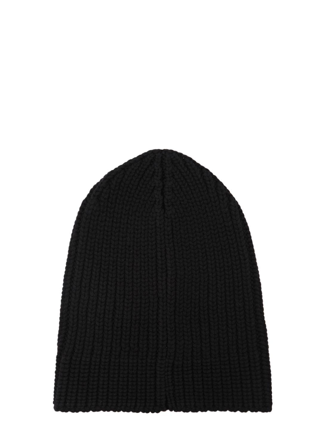 Gucci Wolf Patch Wool Knit Beanie in 