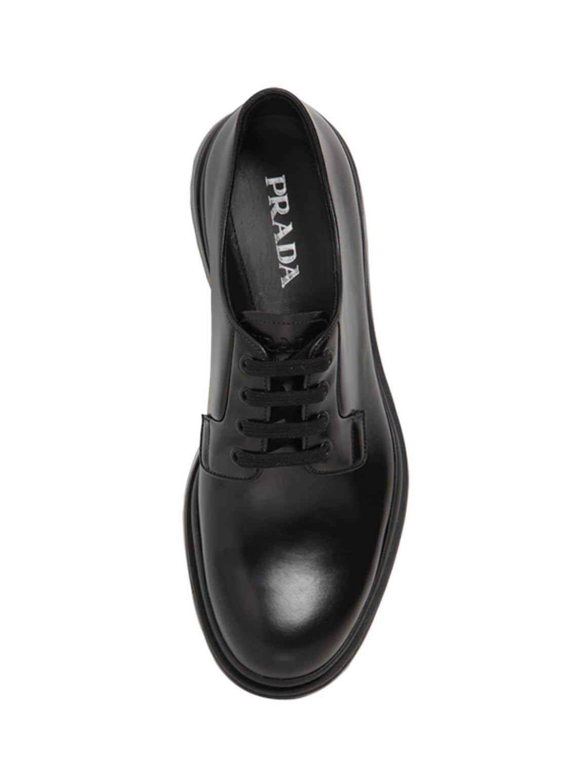 Prada Levitate Brushed Leather Derby Shoes in Black for Men | Lyst