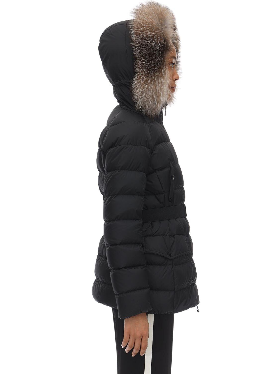 Moncler Clion Down Jacket W/ Fox Fur Collar in Black | Lyst