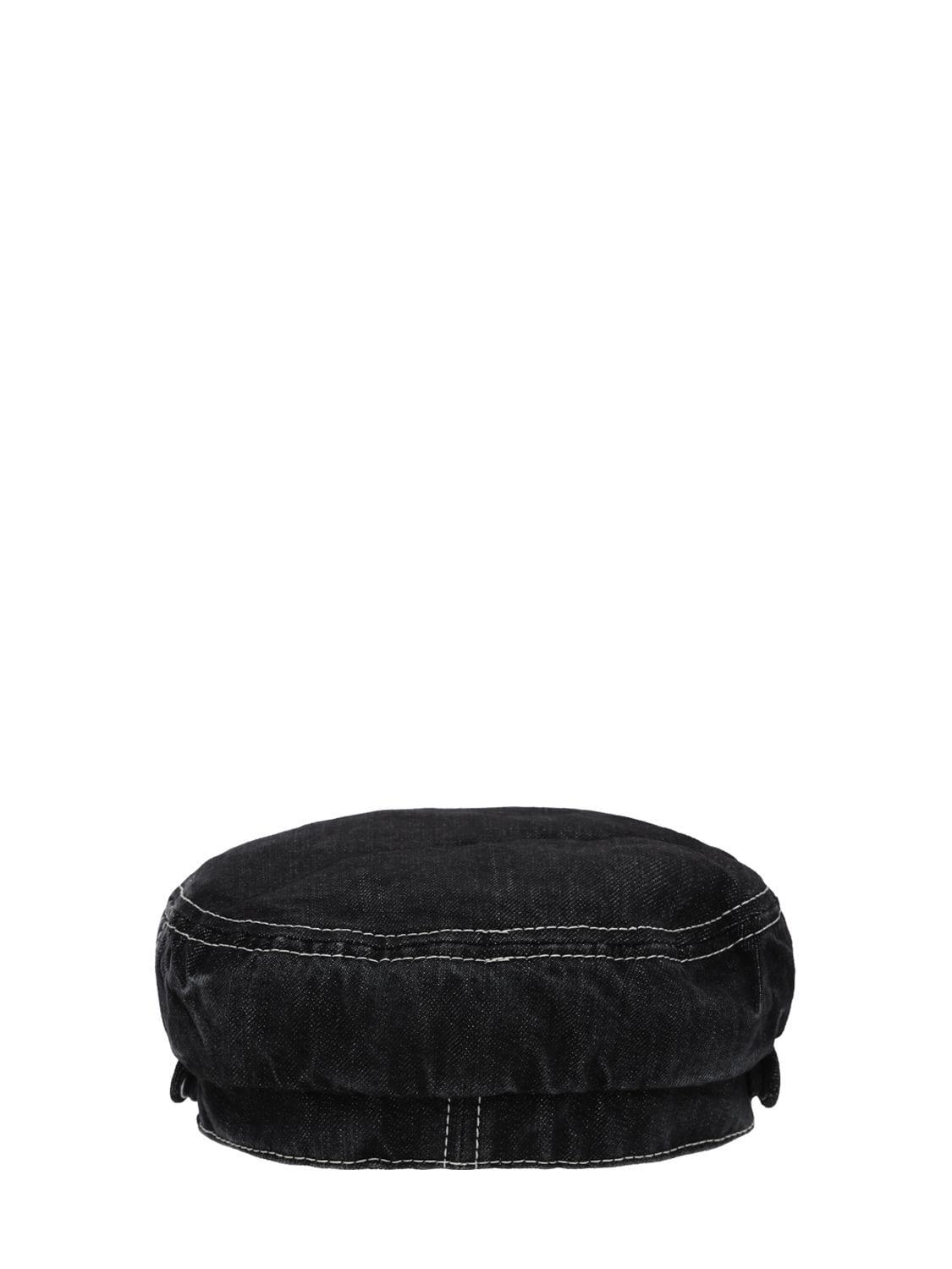 Maison Michel New Abby Cotton Denim Hat In Black Lyst