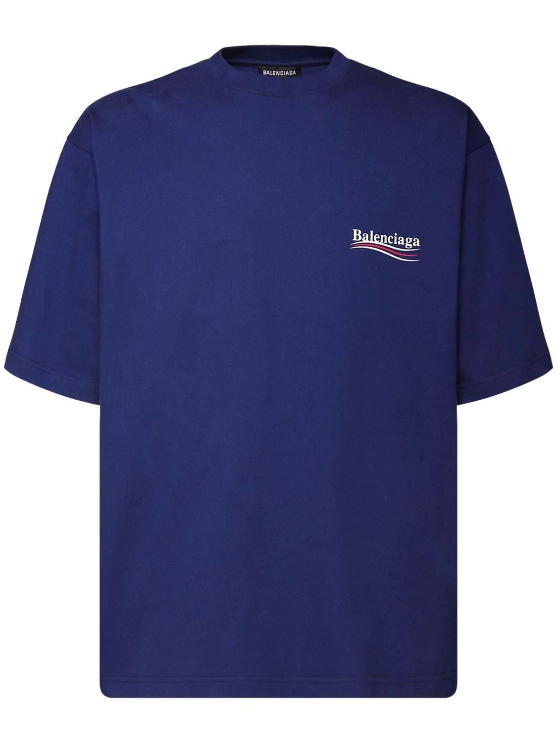balenciaga blue logo t shirt