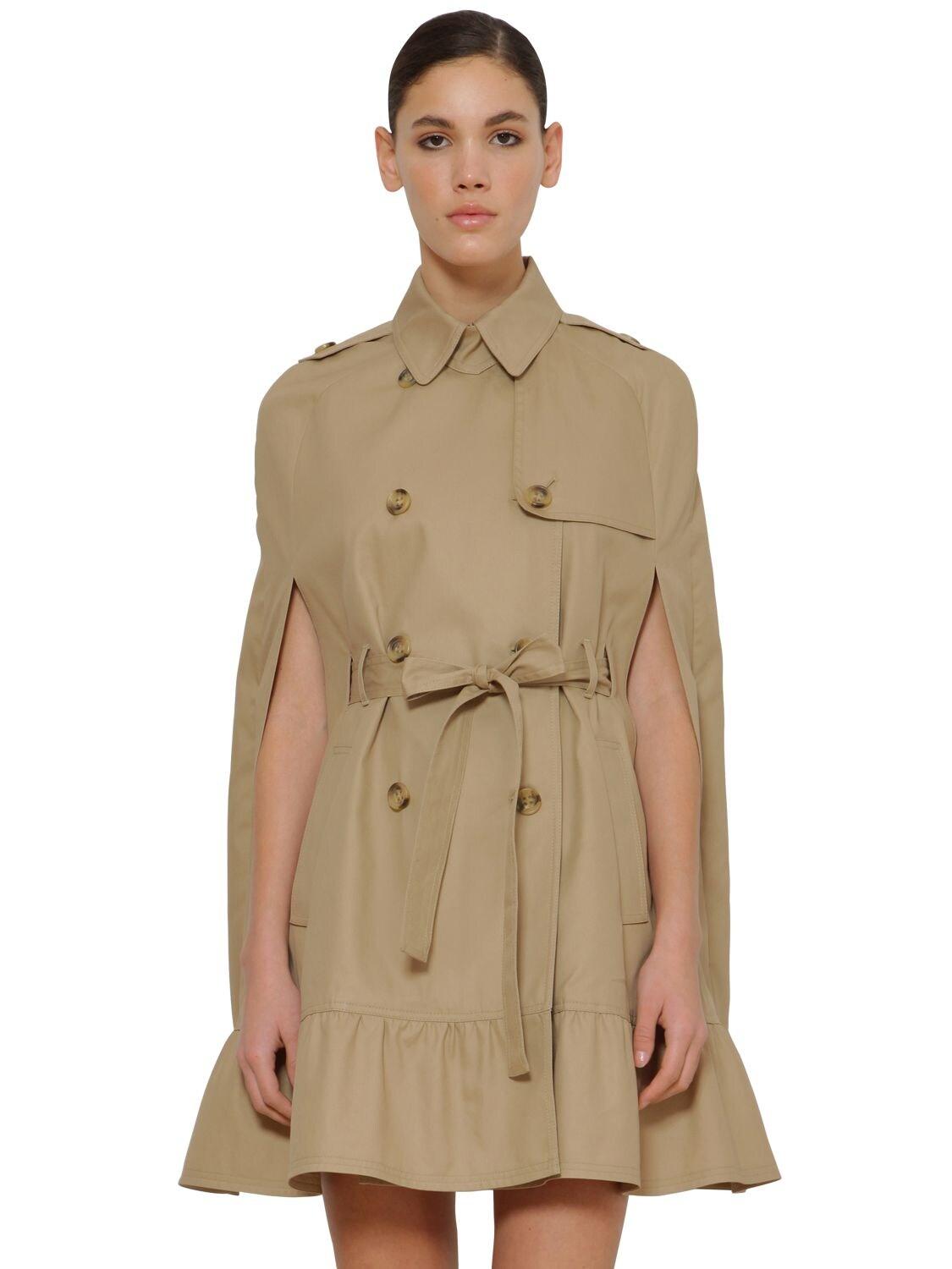 RED Valentino Cotton Cape Trench Coat in Beige (Natural) - Lyst