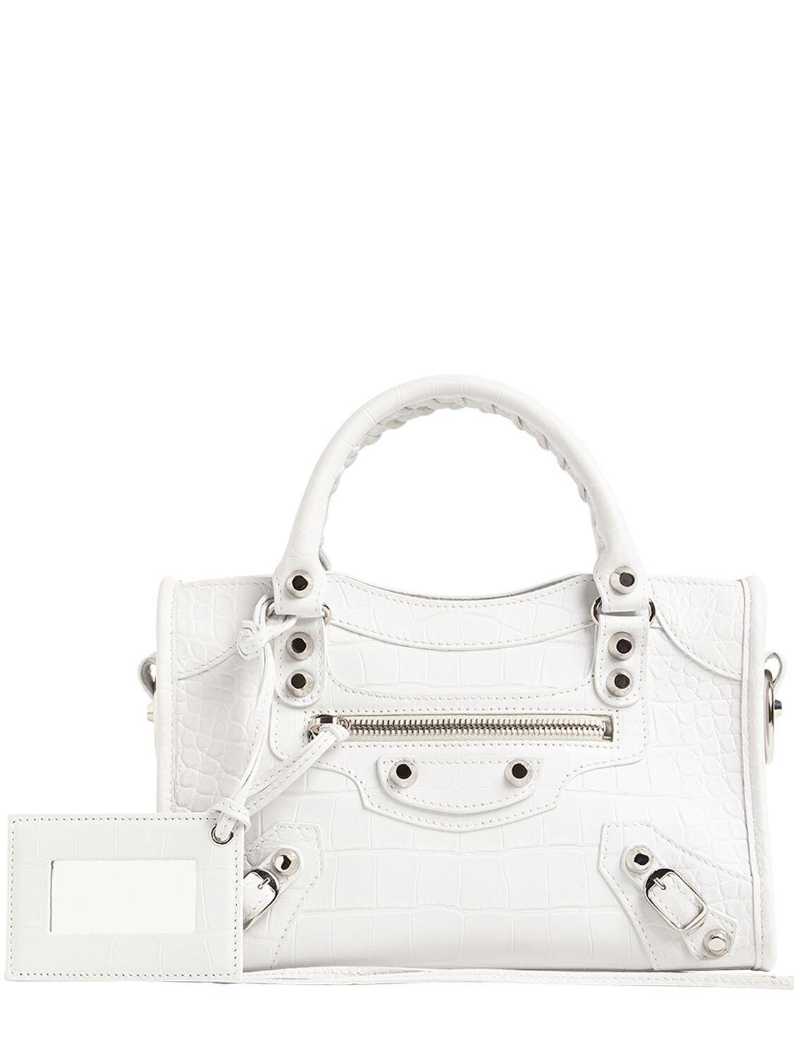 Balenciaga Mini Classic City Embossed Leather Bag in White - Save 5% - Lyst