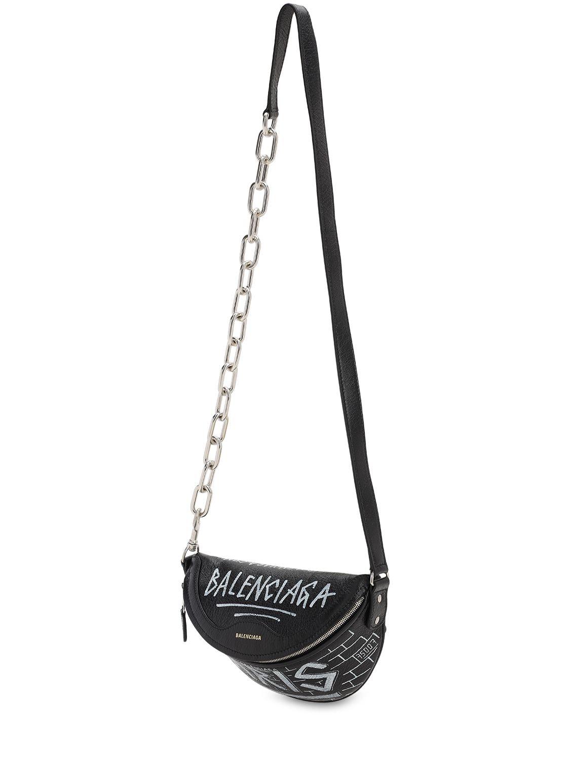 Balenciaga Xxs Souvenirs Graffiti Leather Belt Bag in Black | Lyst Canada