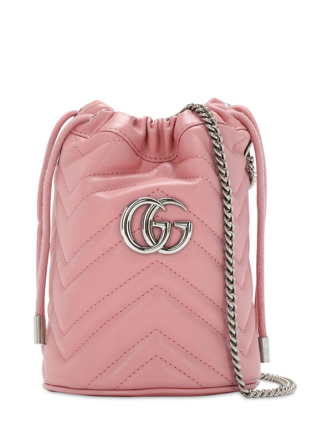Gucci Mini Gg Marmont 2.0 Leather Bucket Bag in Pink - Lyst