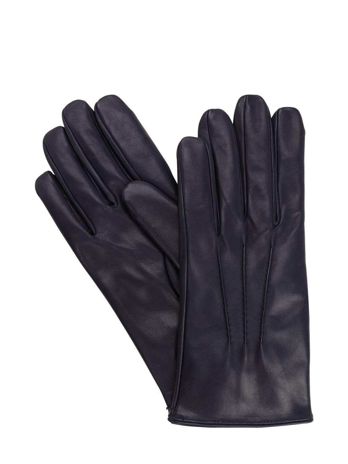 Mario Portolano Leather Gloves in Navy (Blue) for Men Lyst