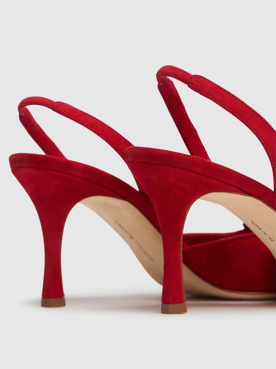 Manolo Blahnik レディース レッド Maysli スエードスリング