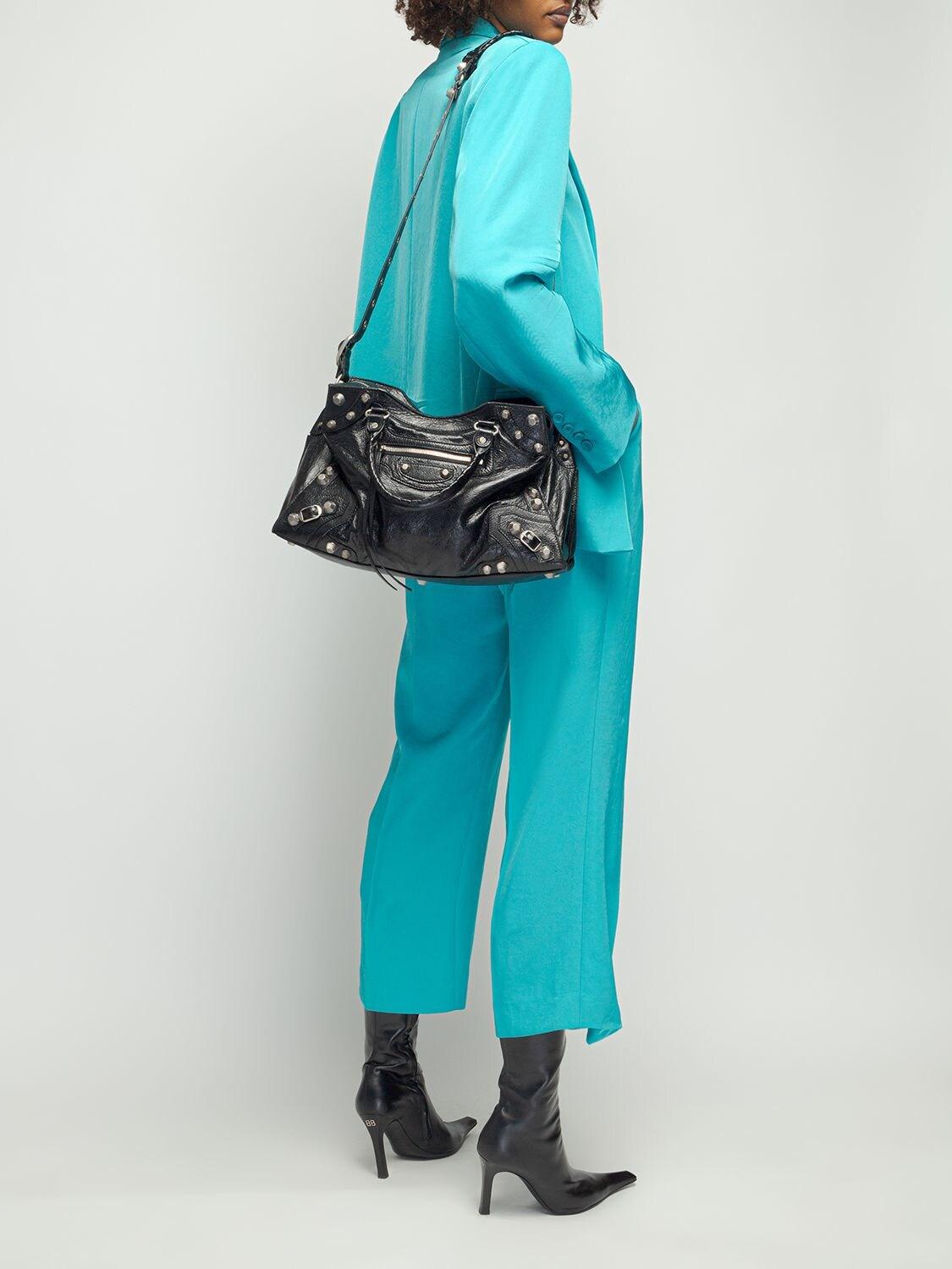 Balenciaga Neo Cagole City Leather Shoulder Bag in Black | Lyst