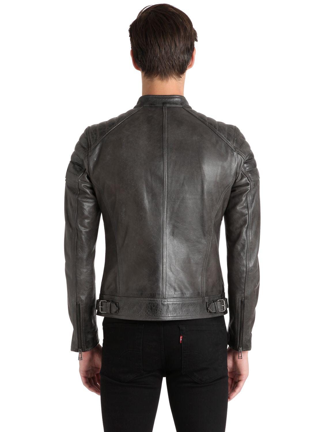 Belstaff Weybridge Leather Jacket in Gray for Men | Lyst