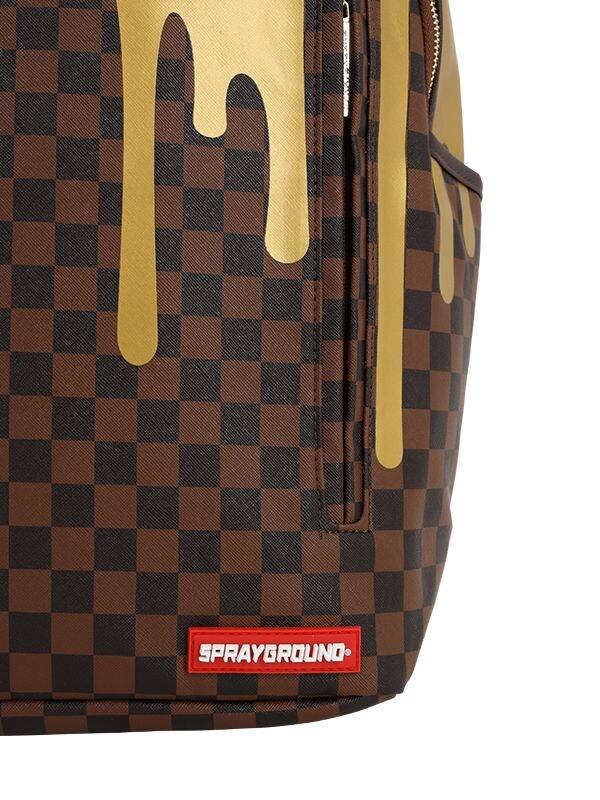 sprayground gold checkered drips backpack