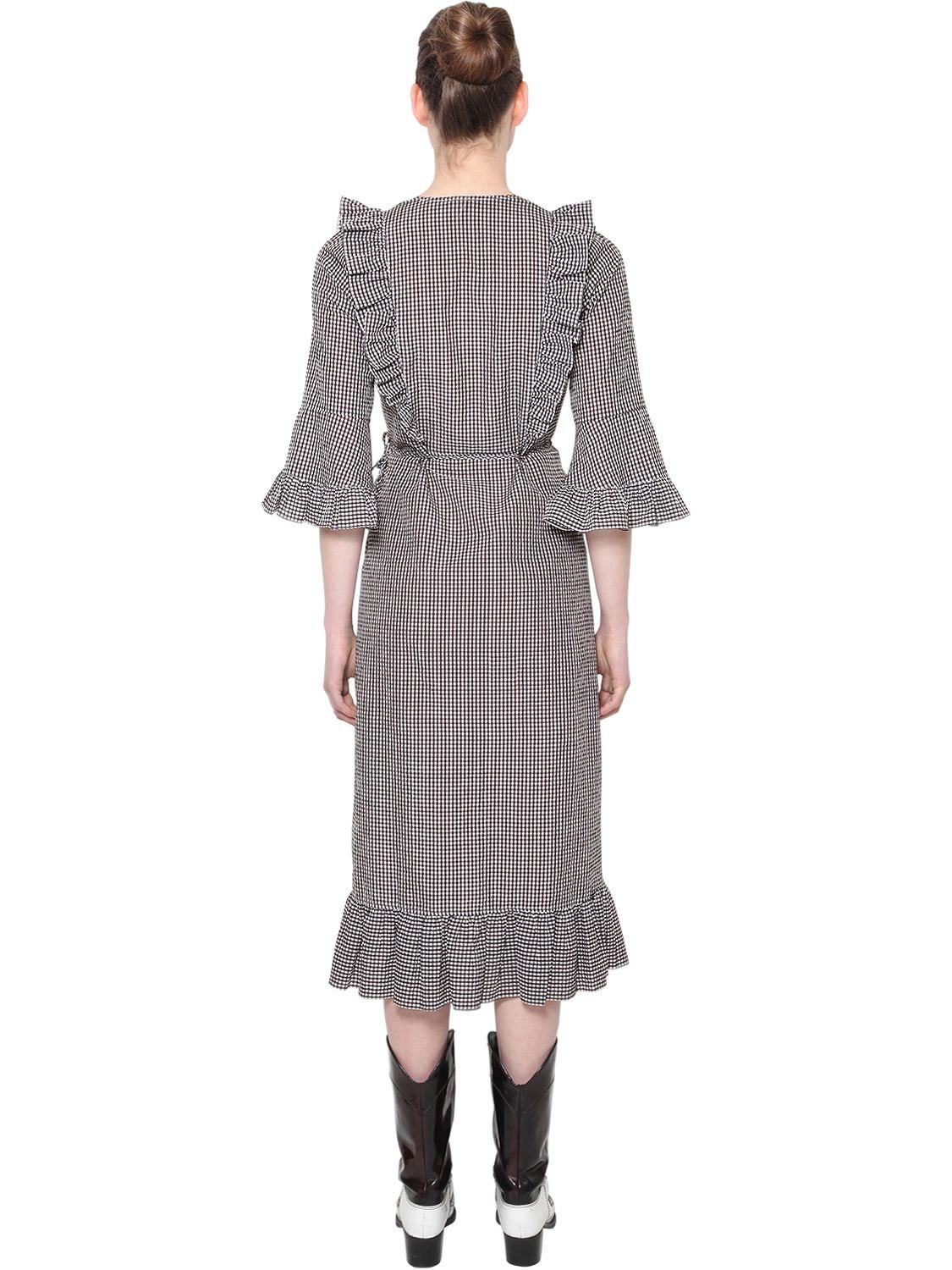 ganni charron wrap dress