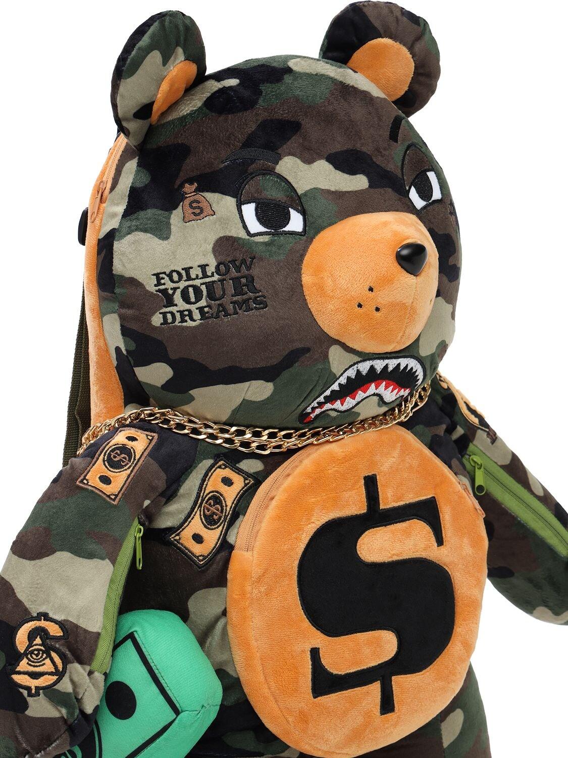 SPRAYGROUND Checks & Camo Teddy Bear Backpack - Camouflage