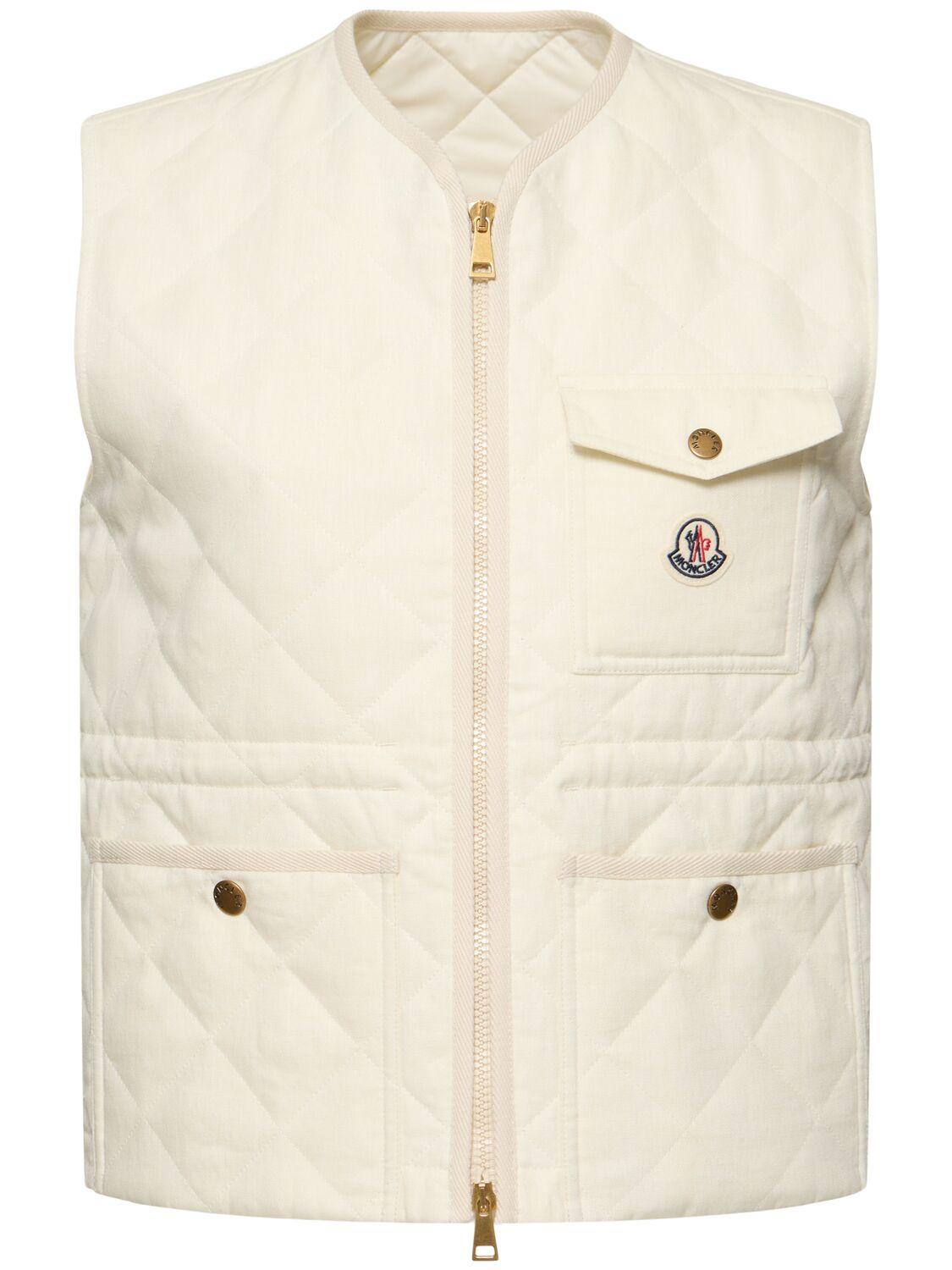 【MONCLER】Vigny ベスト リネン素材 ダイヤモンドキルティング MONCLER】Vigny ベスト リネン素材 ダイヤモンドキルティング