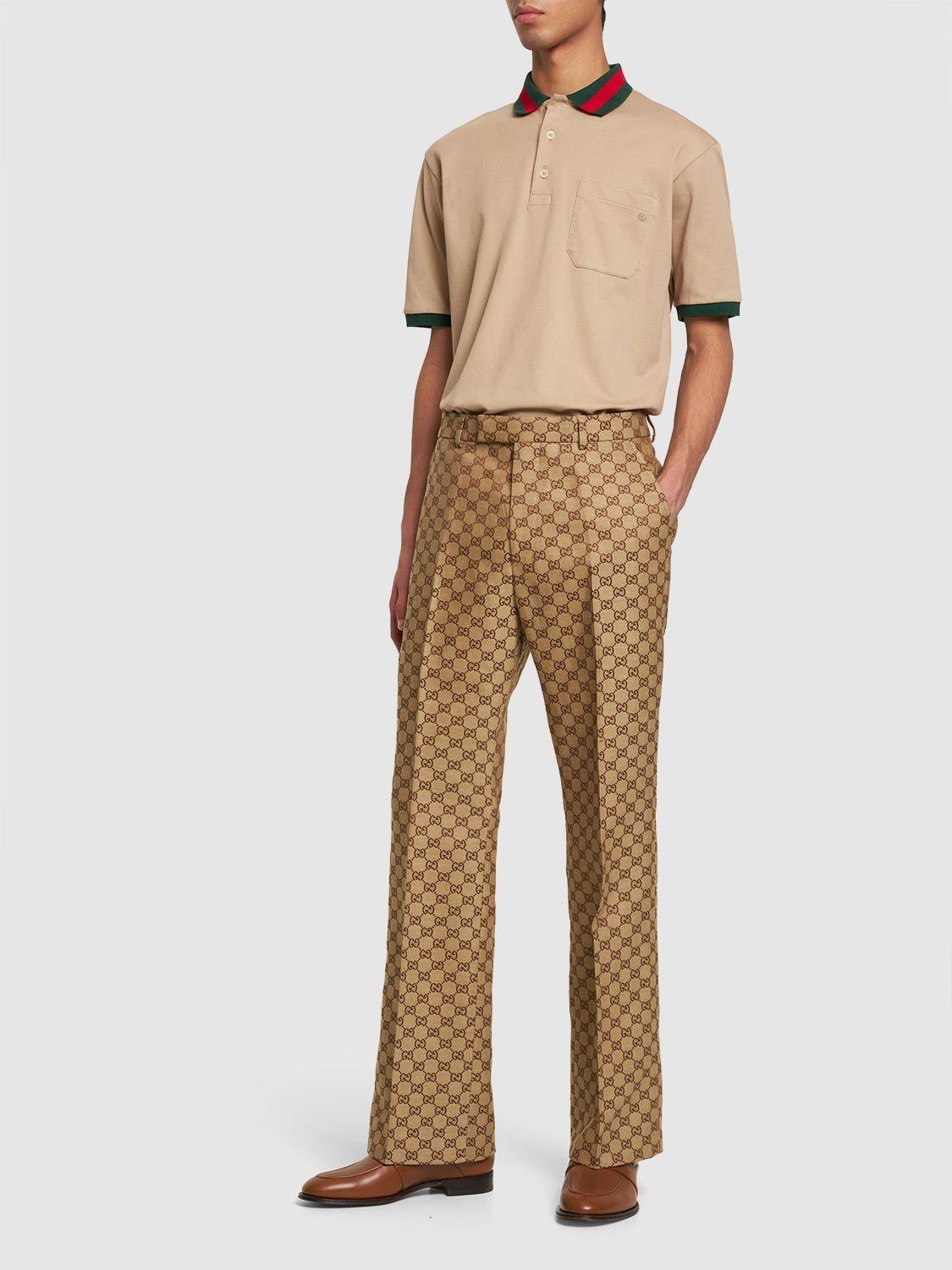 GG jersey cotton jogging pant in black and camel
