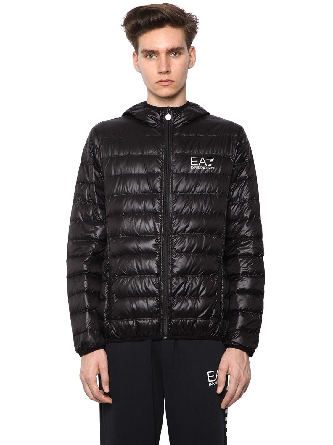 Download EA7 Hooded Train Core Light Down Jacket in Black for Men ...