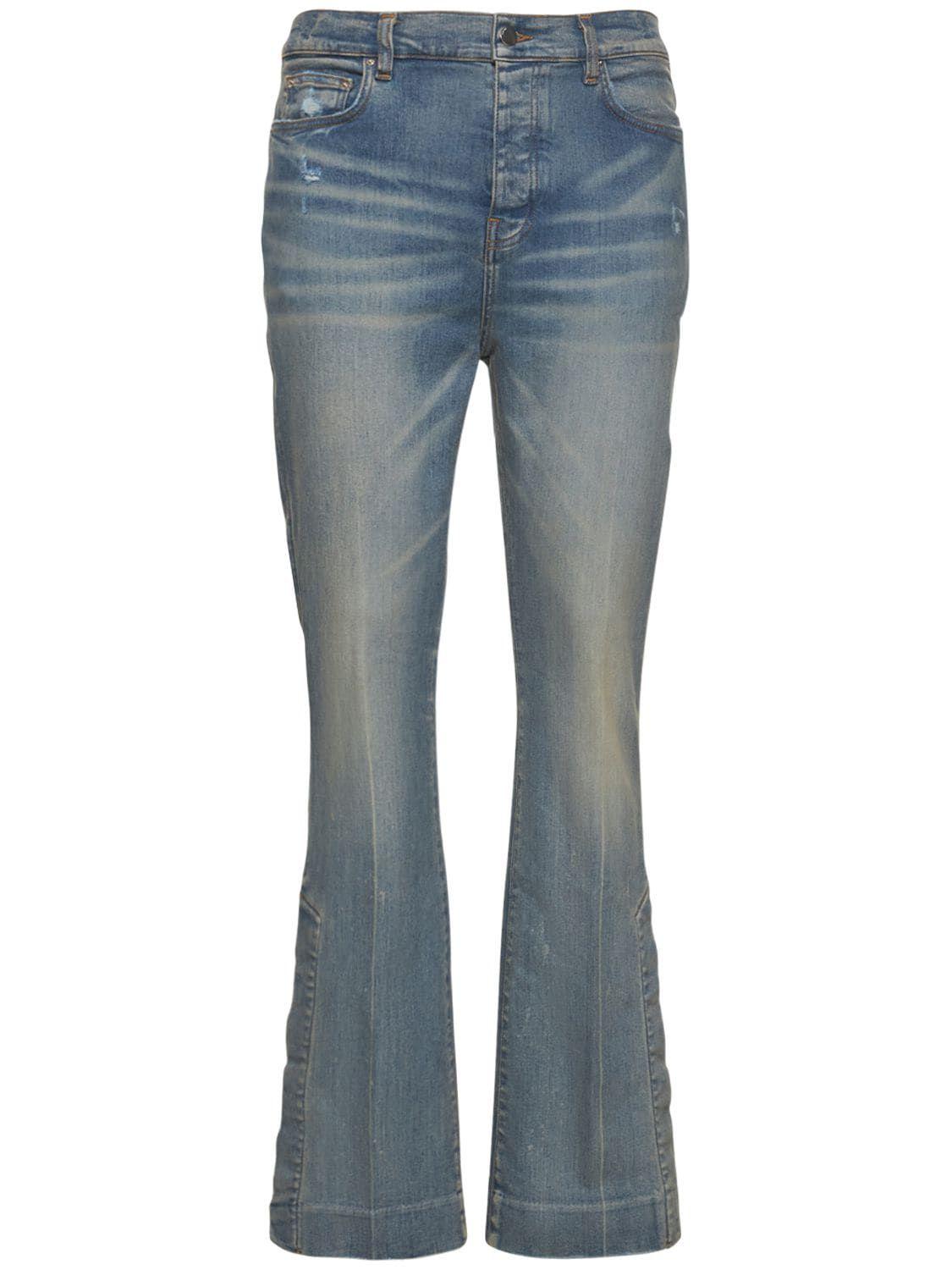 Amiri Stacked Cotton Denim Flared Jeans in Blue for Men Lyst