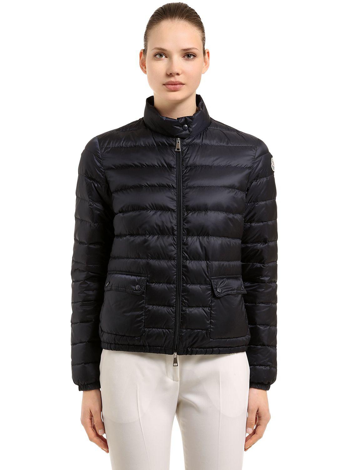 Moncler Lans Longue Saison Nylon Down Jacket in Blue | Lyst