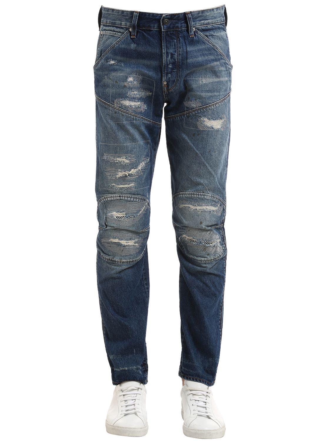 G-Star RAW 5620 3d Restored Ripped Denim Jeans in Blue for Men - Lyst