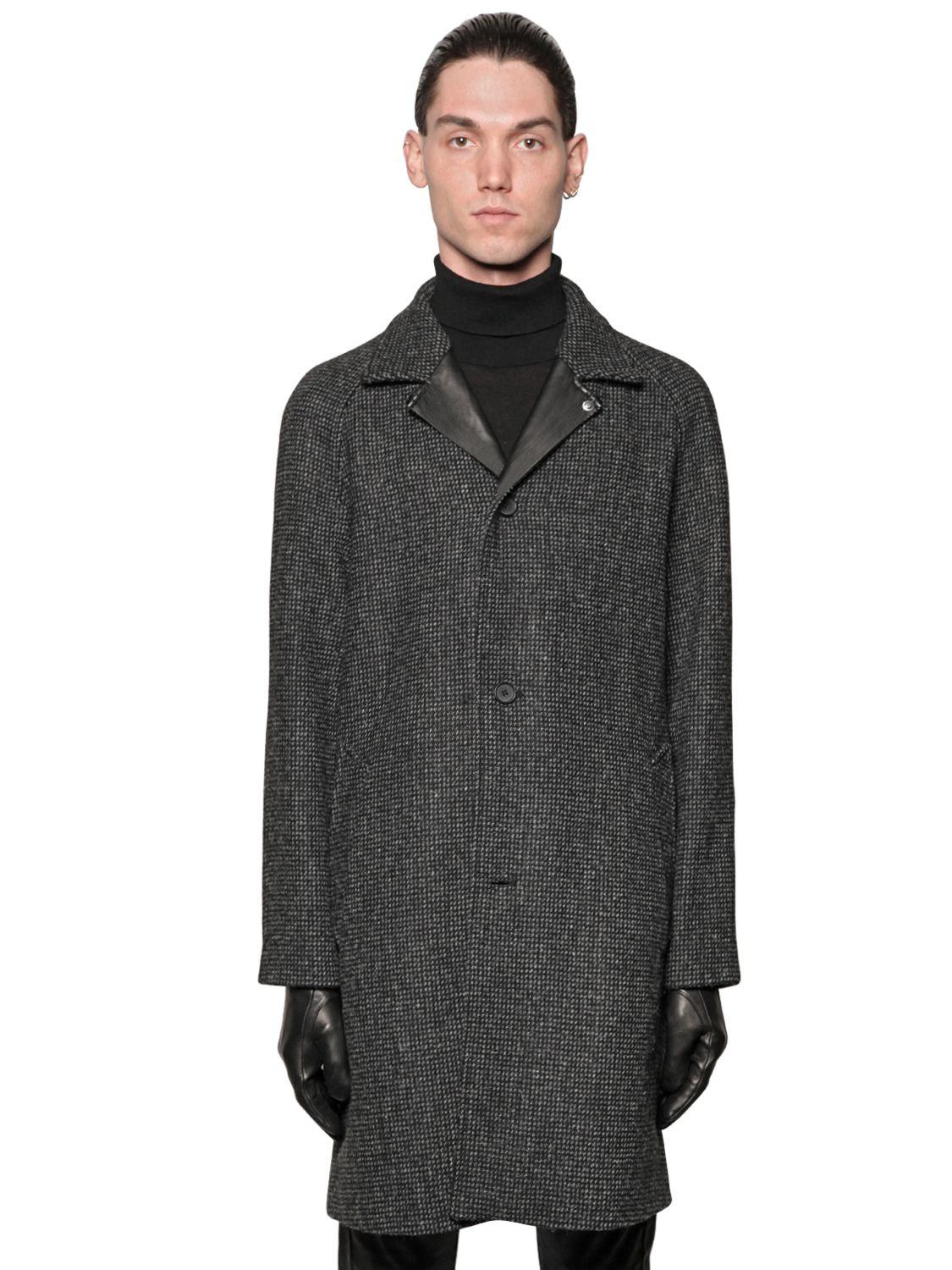 The Kooples Oversized Wool Tweed Coat in Dark Grey (Gray) for Men Lyst