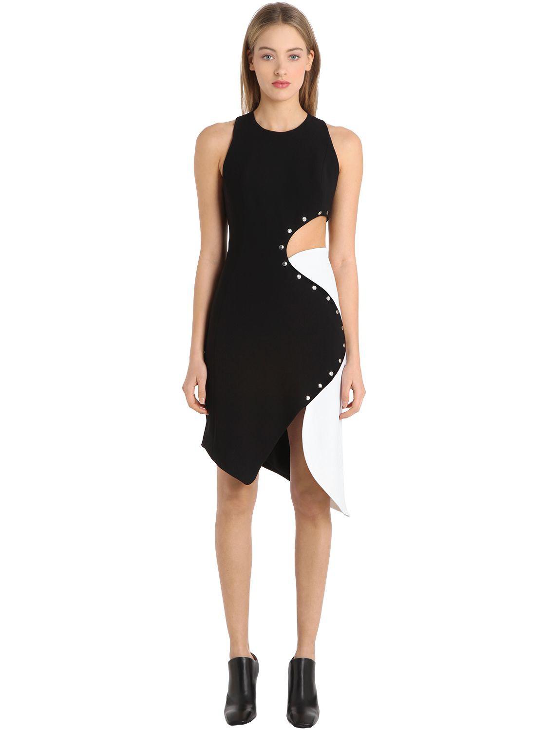 Mugler Synthetic Studded Cutout Stretch Cady Dress in Black/White ...