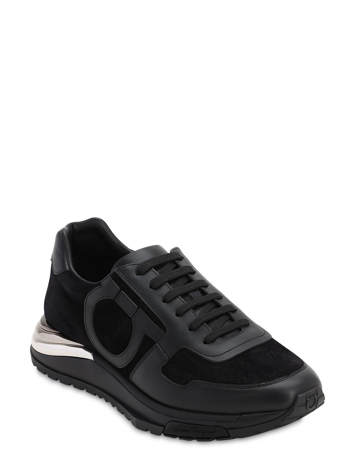 Ferragamo Brooklyn Swilly Suede & Leather Sneakers in Black for Men ...