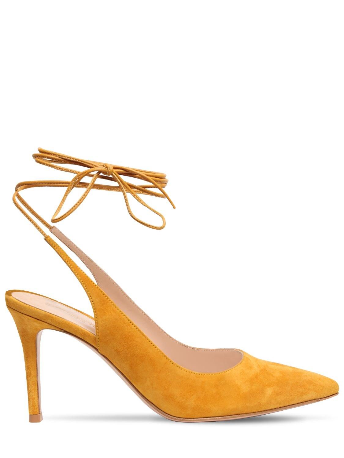 Gianvito Rossi 85mm Suede Lace Up Pumps in Yellow (Metallic) Lyst