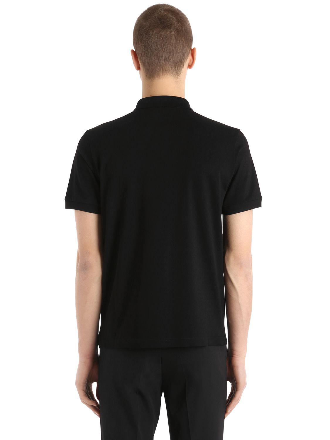 Prada Cotton Piqué Polo Shirt in Black for Men Lyst