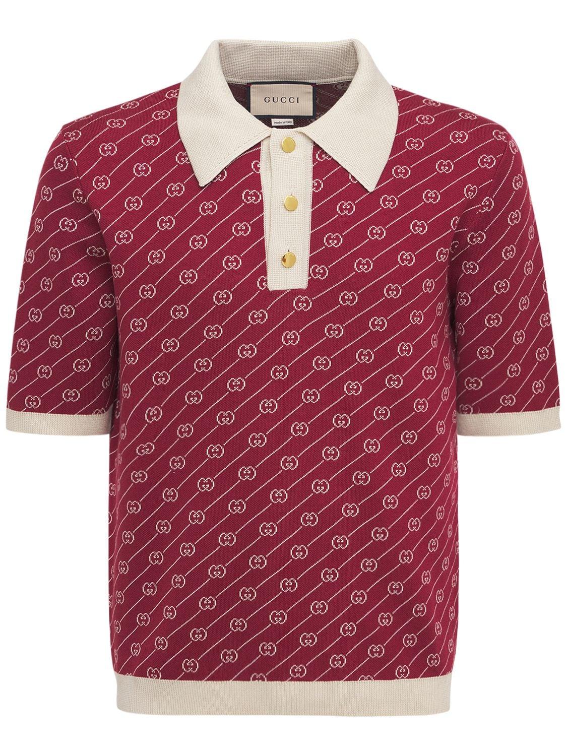 Gucci Gg Diagonal Silk Jacquard Polo in Bordeaux (Red) for Men | Lyst Gucci Gg Diagonal Silk Jacquard Polo in Bordeaux (Red) for Men | Lyst