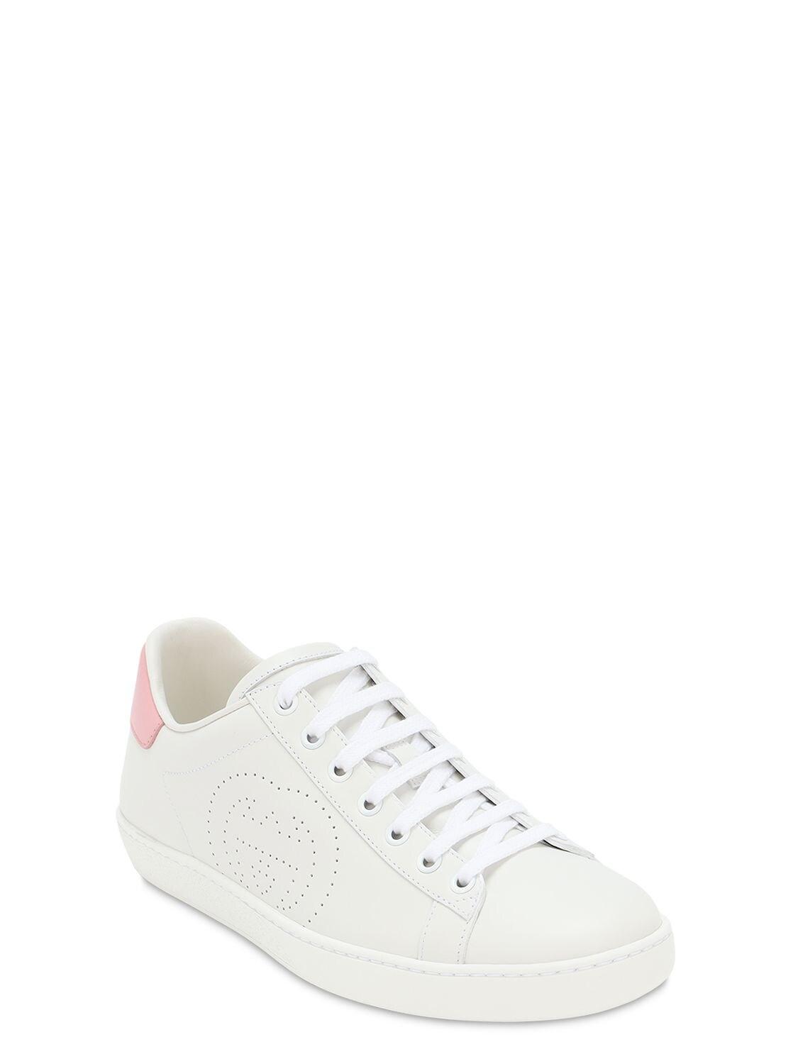 Gucci + Net Sustain Ace Leather Sneakers in White Pink (White) - Save ...